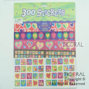 STICKER CORAZONES (300 UNID) HS5283-4 x 12